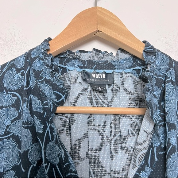 Anthropologie Maeve Collette Floral Motif Balloon Sleeve Peasant Blouse - Picture 4 of 16